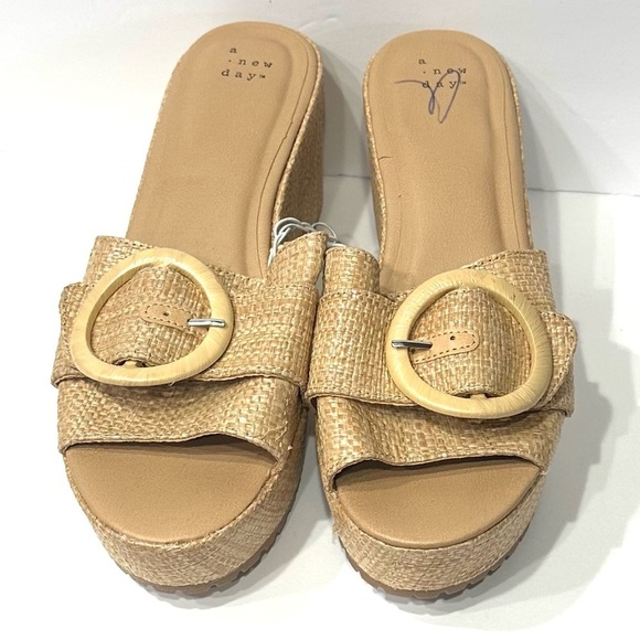 A New Day Womens Size 10 Shoes Brown Slides Wedge Fashion Platform Y2K Sandals - Picture 6 of 10